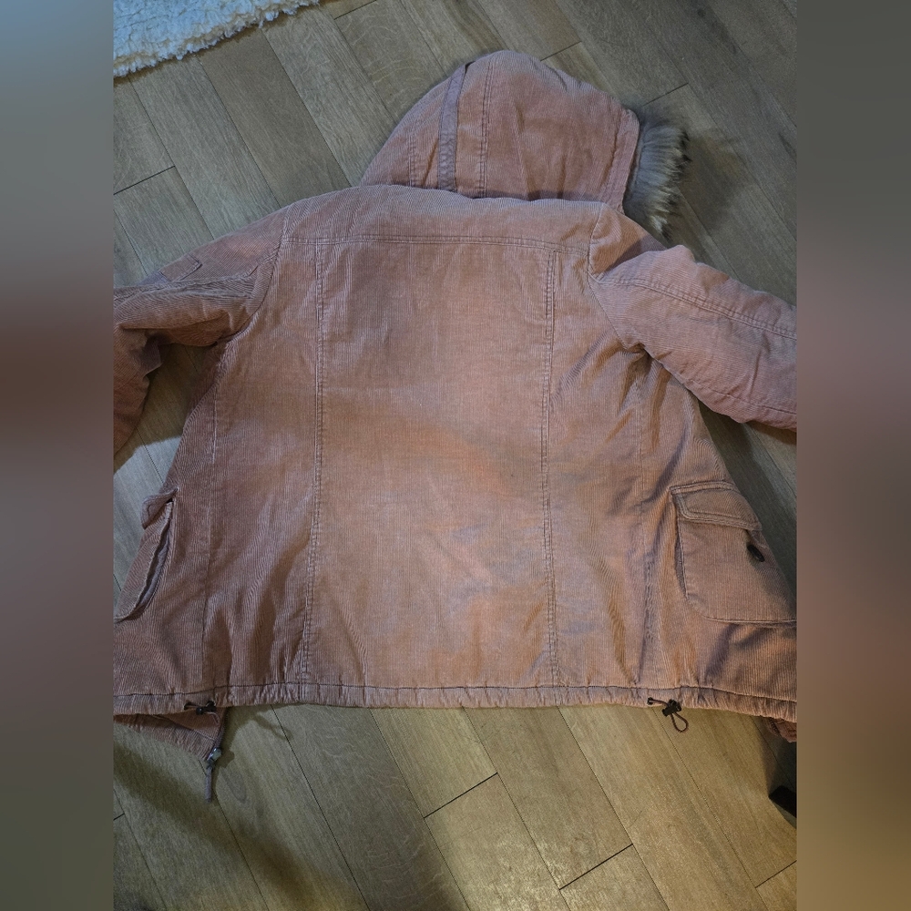 Pink Hooded Parka with Faux Fur Trim - Picture 4 of 4
